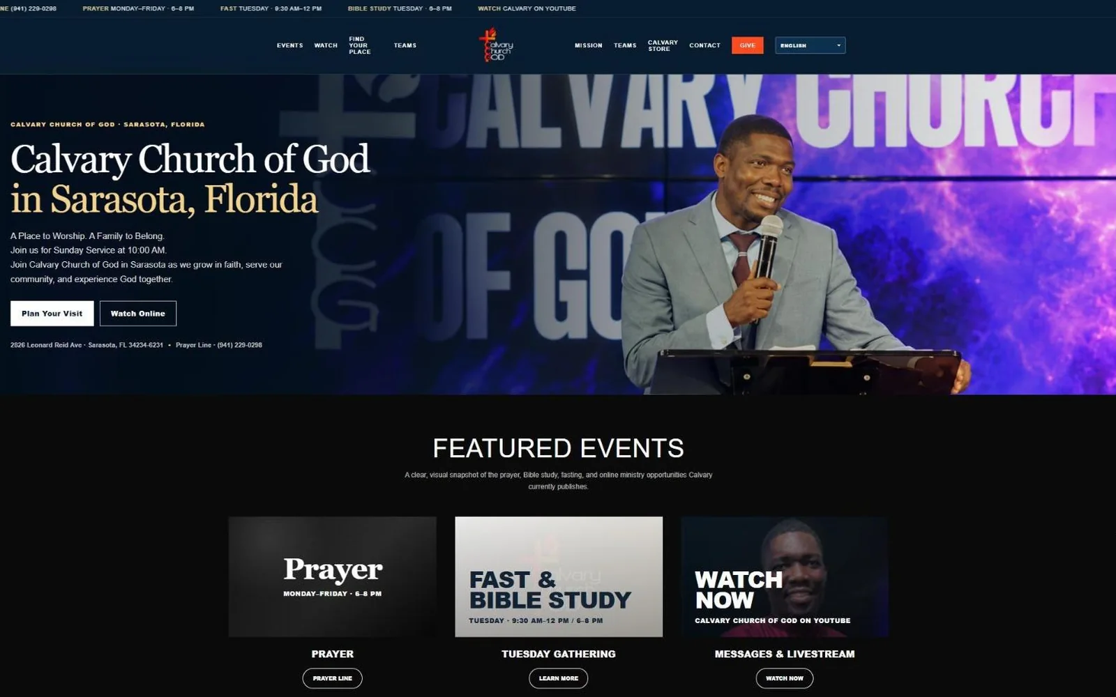 Calvary Church of God website displayed on an ISP+ laptop
